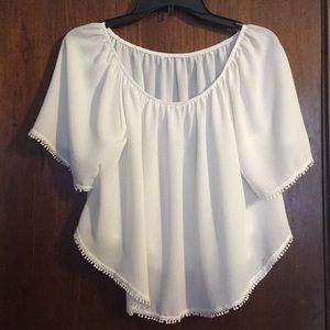 White Sheer Short Sleeve Top